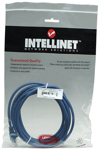 Intellinet Network Patch Cable, Cat5e, 15m, Blue, CCA, U/UTP, PVC, RJ45, Gold Plated Contacts, Snagless, Booted, Lifetime Warranty