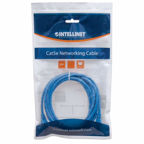 Intellinet Network Patch Cable, Cat6, 1m, Blue, CCA, U/UTP, PVC, RJ45, Gold Plated Contacts, Snagless, Booted, Lifetime Warranty