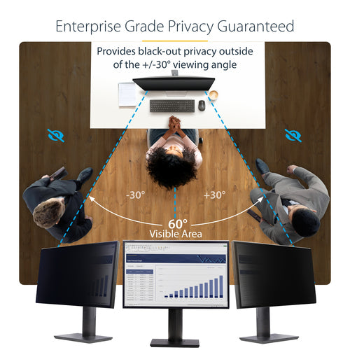 StarTech.com 24-inch 16:10 Computer Monitor Privacy Screen, Hanging Acrylic Filter, Quick-Install Security Shield, Monitor Screen Protector, +/- 30 Deg. View, Glossy