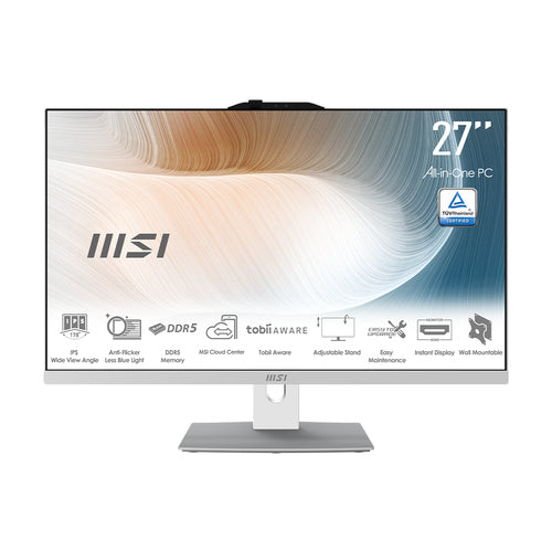 MSI Modern AM272P 1M-823US Intel Core 5 120U 68.6 cm (27") 1920 x 1080 pixels All-in-One PC 16 GB DDR5-SDRAM 1 TB SSD Windows 11 Home Wi-Fi 6E (802.11ax) White