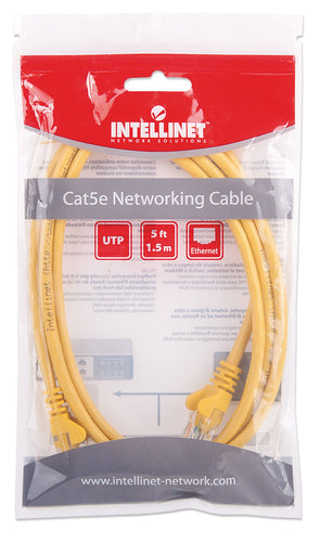 Intellinet Network Patch Cable, Cat5e, 1.5m, Yellow, CCA, U/UTP, PVC, RJ45, Gold Plated Contacts, Snagless, Booted, Lifetime Warranty