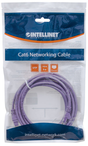 Intellinet Network Patch Cable, Cat6, 2m, Purple, CCA, U/UTP, PVC, RJ45, Gold Plated Contacts, Snagless, Booted, Polybag