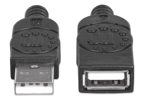 Manhattan USB-A to USB-A Extension Cable, 1.8m, Male to Female, 480 Mbps (USB 2.0), Black, Blister