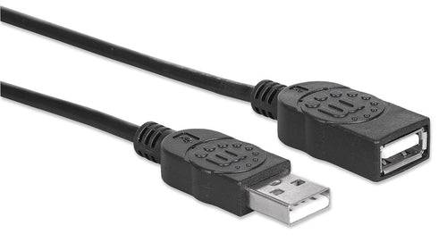 Manhattan USB-A to USB-A Extension Cable, 1.8m, Male to Female, 480 Mbps (USB 2.0), Black, Blister