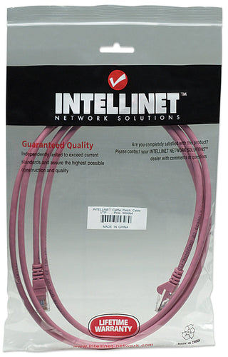 Intellinet Network Patch Cable, Cat5e, 1m, Pink, CCA, U/UTP, PVC, RJ45, Gold Plated Contacts, Snagless, Booted, Lifetime Warranty, Polybag