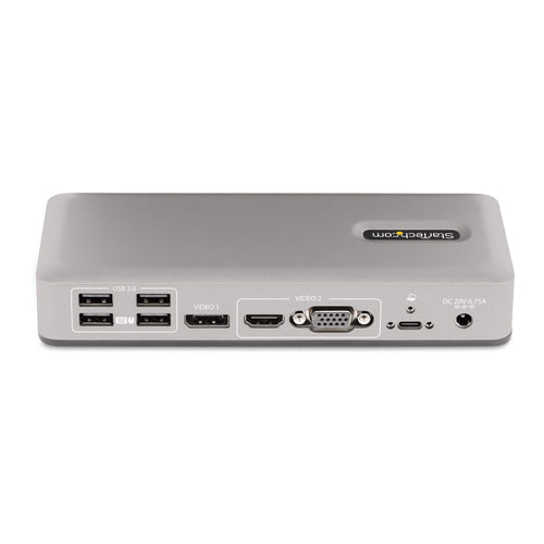 StarTech.com Dual-Monitor USB-C Docking Station, DisplayPort & HDMI or VGA, Multi Monitor Dock up to 4K 60Hz - USB 3.2/3.1 (5Gbps) Type-C Dock - 7x USB Hub, 85W PD, Windows & ChromeOS