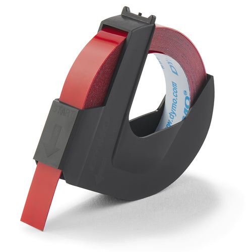 DYMO Authentic Embossing Label Tape | 9 mm x 3 m roll | White Print on Red | Self-Adhesive | for Embossing Label Makers | 1 Count