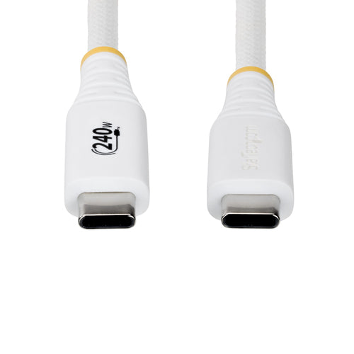 StarTech.com 3ft (91cm) USB-C Charging Cable, Durable and Ultra-Flexible, 240W (5A) PD EPR, USB 2.0 Laptop Charger Cable, USB-IF Certified, Rugged USB-C Charging Cord - White
