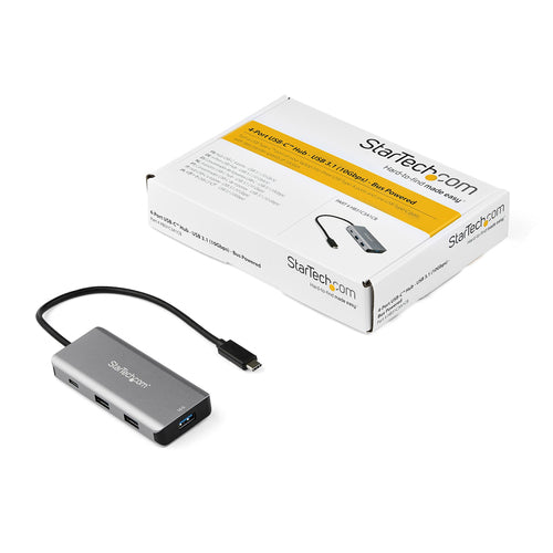 StarTech.com 4 Port USB C Hub w/ 3x USB A & 1x USB C - SuperSpeed 10Gbps USB Type-C 3.1/3.2 Gen 2 Hub - USB Bus Powered - Compact USB-C to USB Adapter Hub - Portable/Laptop Hub - Aluminum~4 Port USB C Hub w/ 3x USB A & 1x USB C - SuperSpeed 10Gbps USB