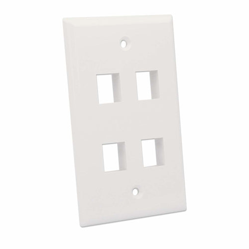 Intellinet 4-Outlet Keystone Wall Plate, Ivory