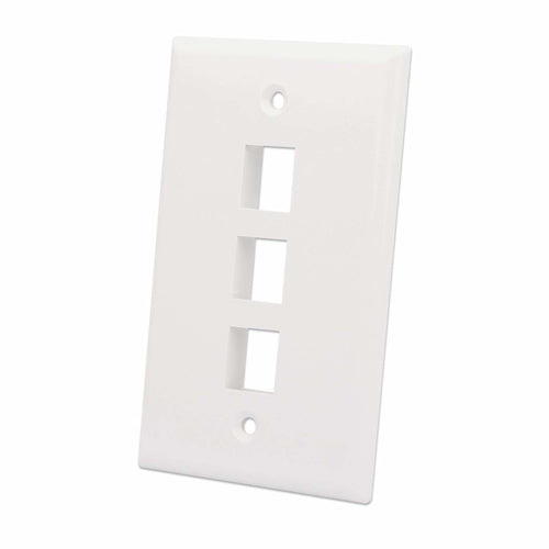 Intellinet 3-Outlet Keystone Wall Plate, Ivory