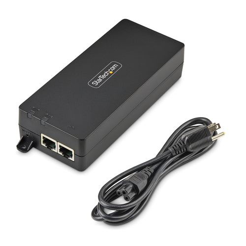 StarTech.com 1-Port 10Gbps PoE++ Injector, 90W, 2.5/5/10G Ethernet/10/100/1000M, PoE++ (802.3af/at/bt), Wall Mountable, Unmanaged Inline Power Over Ethernet