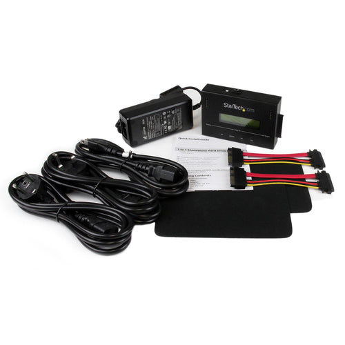 StarTech.com 1:1 Standalone Hard Drive Duplicator & Eraser, SATA HDD/SSD Disk Cloner & Eraser, LCD display, TAA Compliant, OS Independent
