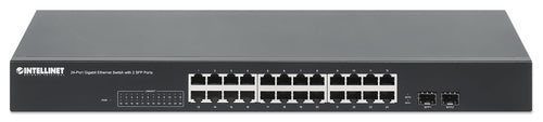 Intellinet 24-Port Gigabit Ethernet Switch with 2 SFP Ports, 24 x 10/100/1000 Mbps RJ45 Ports + 2x SFP, IEEE 802.3az, 19" Rackmount