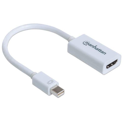 Manhattan Mini DisplayPort 1.2 to HDMI Adapter Cable, 1080p@60Hz, 17cm, Male to Female, White, Not Bi-Directional, Lifetime Warranty