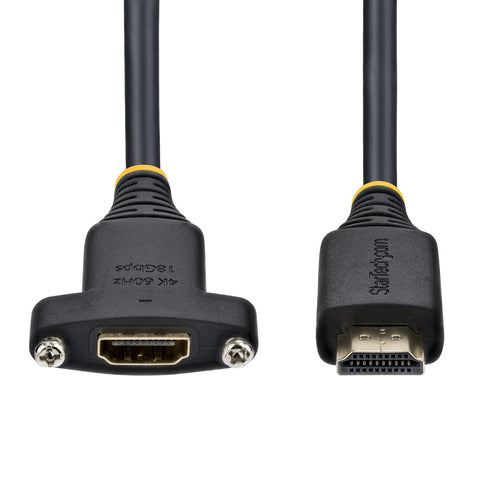 StarTech.com 1m (3ft) Panel Mount HDMI Cable, High Speed HDMI Panel Mount Extension Cable, 4K 60Hz/1440p 144Hz, HDMI Male to Female Panel Mount Adapter Cable