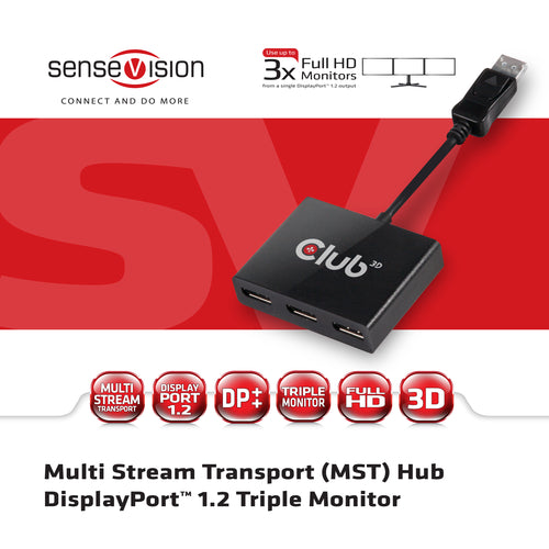CLUB3D SenseVision MST Hub DisplayPort™ 1.2 Tripple Monitor