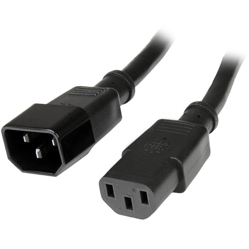 StarTech.com 1ft (30cm) Power Extension Cord, C14 to C13, 10A 125V, 18AWG, Computer Power Cord Extension, IEC-320-C14 to IEC-320-C13 AC Power Cable Extension for Power Supply, UL Listed