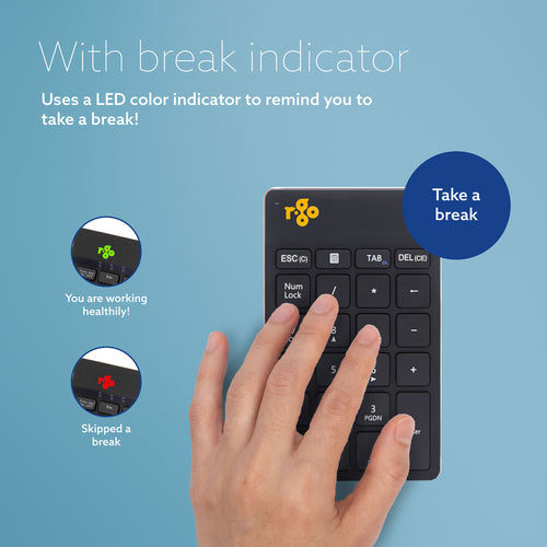 R-Go Tools Numeric keypad R-Go Numpad Break, ergonomic numeric keypad with break software, bluetooth, black