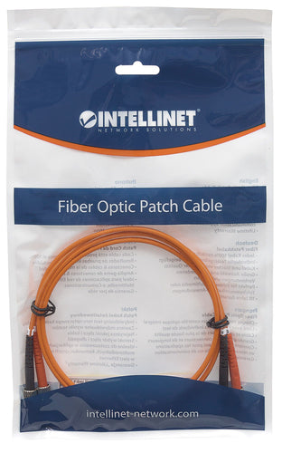 Intellinet Fiber Optic Patch Cable, OM1, ST/ST, 1m, Orange, Duplex, Multimode, 62.5/125 µm, LSZH, Fibre, Lifetime Warranty