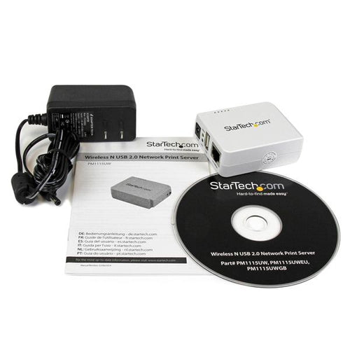 StarTech.com 1 Port USB Wireless N Network Print Server with 10/100 Mbps Ethernet Port - 802.11 b/g/n