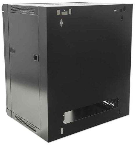 Intellinet 19" Network Cabinet - Wall Mount (Standard), 6U, 450mm Deep, Black, Flatpack, Max 60kg, Suitable also for use on desk or floor, Usable Depth 270mm to 350mm, Metal & Glass Door, Back Panel, Removeable Sides,Parts for wall installation not
