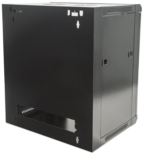 Intellinet 19" Network Cabinet - Wall Mount (Standard), 12U, 450mm Deep, Black, Flatpack, Max 60kg, Suitable also for use on desk or floor, Usable Depth 270mm to 350mm, Metal & Glass Door, Back Panel, Removeable Sides,Parts for wall installation not