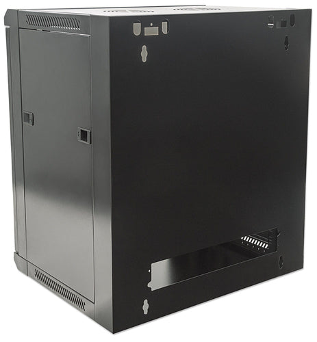 Intellinet 19" Network Cabinet - Wall Mount (Standard), 12U, 450mm Deep, Black, Flatpack, Max 60kg, Suitable also for use on desk or floor, Usable Depth 270mm to 350mm, Metal & Glass Door, Back Panel, Removeable Sides,Parts for wall installation not