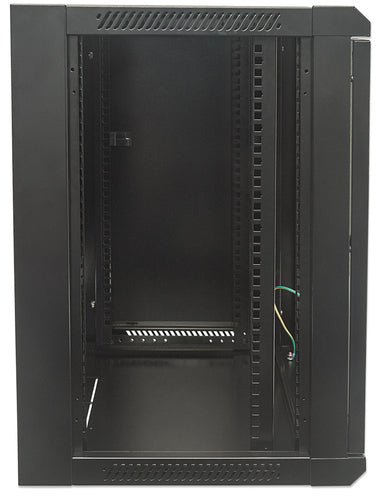 Intellinet 19" Network Cabinet - Wall Mount (Standard), 12U, 450mm Deep, Black, Flatpack, Max 60kg, Suitable also for use on desk or floor, Usable Depth 270mm to 350mm, Metal & Glass Door, Back Panel, Removeable Sides,Parts for wall installation not