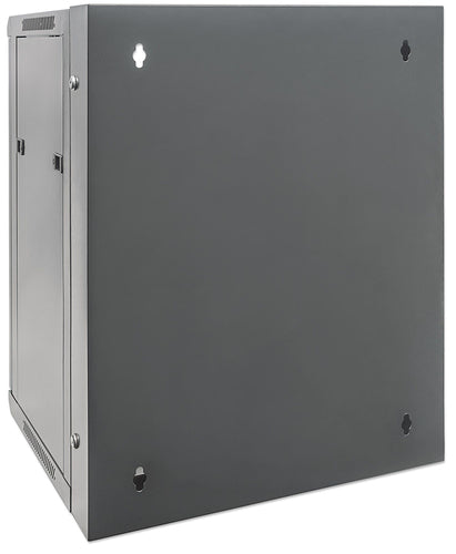 Intellinet 19" Network Cabinet - Wall Mount (Double Section Hinged Swing Out), 15U, 550mm Deep, Black, Assembled, Max 30kg, Swings out for access to back of cabinet when installed on wall, 19",Usable Depth 425mm, Parts for wall installation not included