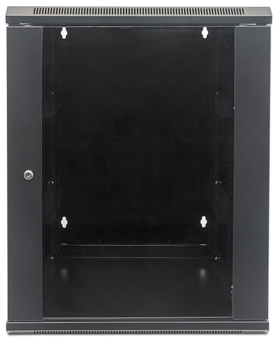 Intellinet 19" Network Cabinet - Wall Mount (Double Section Hinged Swing Out), 15U, 550mm Deep, Black, Assembled, Max 30kg, Swings out for access to back of cabinet when installed on wall, 19",Usable Depth 425mm, Parts for wall installation not included