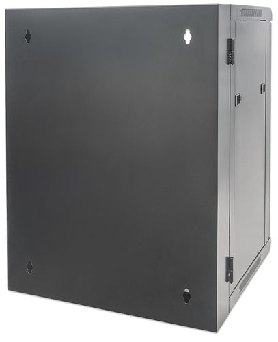 Intellinet Network Cabinet, Wall Mount (Double Section Hinged Swing Out), 9U, Usable Depth 425mm/Width 540mm, Black, Assembled, Max 30kg, Swings out for access to back of cabinet when installed on wall, 19", Parts for wall install (eg screws/rawl plugs)