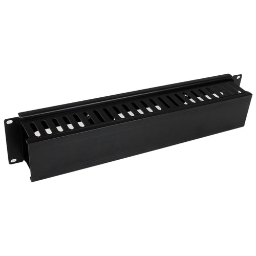 StarTech.com Horizontal 2U Server Rack Cable Management Finger Duct w/ Cover - 19" Network Rack Wire Duct Raceway Panel - Slotted Wire Duct