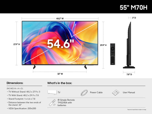 Samsung UN55M70HAFXZA TV 139.7 cm (55") 4K Ultra HD Smart TV Wi-Fi Black