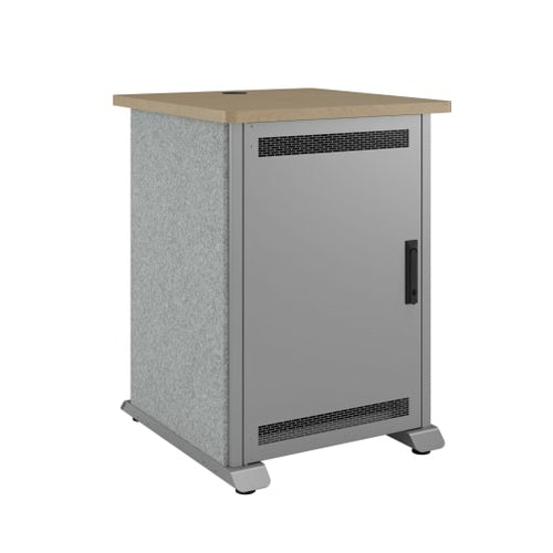 Middle Atlantic Products Forum Side Cart Rack, 12RU, 27" Deep, Wilsonart Kensington Maple, Magnesium Powdercoat, Silver Gray Felt