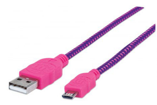 Manhattan 394031 USB cable USB 2.0 1.8 m USB A Micro-USB B 0.48 Gbit/s Pink, Purple