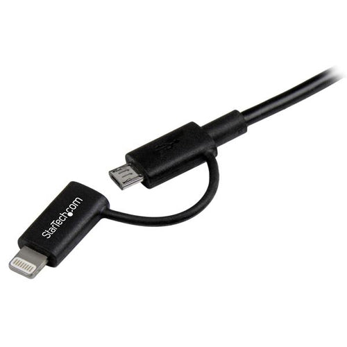 StarTech.com 1 m (3 ft.) 2 in 1 Charging Cable - USB to Lightning or Micro-USB for iPhone / iPad / iPod / Android - Apple MFi Certified - Multi Phone Charger - USB 2.0