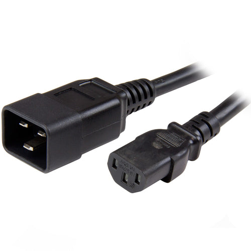 StarTech.com 3ft (1m) Heavy Duty Extension Cord, IEC 320 C13 to IEC 320 C20 Black Extension Cord, 15A 125V, 14AWG, Heavy Gauge Power Extension Cable, IEC 320 C13 to IEC 320 C20 AC Power Cord - UL Listed