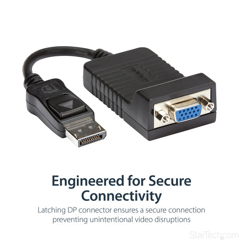 StarTech.com DisplayPort to VGA Adapter - Active DP to VGA Converter - 1080p Video - Durable - DP/DP++ Source to VGA Monitor Cable Adapter Dongle - DP 1.2 to VGA - Latching DP Connector