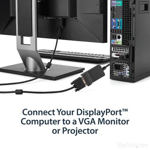 StarTech.com DisplayPort to VGA Adapter - Active DP to VGA Converter - 1080p Video - Durable - DP/DP++ Source to VGA Monitor Cable Adapter Dongle - DP 1.2 to VGA - Latching DP Connector