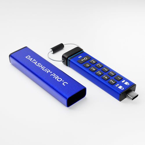 iStorage datAshur PRO+C 256GB | FIPS 140-3 Level 3 Certified | Secure USB Type-C drive | AES-XTS 256-bit Hardware Encryption | PIN protected | Type C-A adapter included