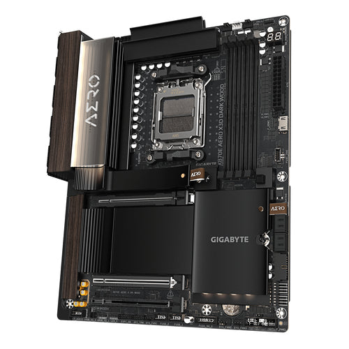 GIGABYTE X870E AERO X3D DARK WOOD Motherboard - Supports AMD Ryzen 9000 CPUs, 16+2+2 Phases Digital VRM, up to 9000Hz DDR5 (OC), 2xPCIe 5.0 + 2xPCIe 4.0, Wi-Fi 7, 5GbE LAN, USB 4