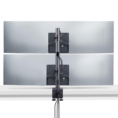 StarTech.com Desk Mount For 2x Vertically Stacked Monitors, Dual 49", Total 70lb (32kg), C-Clamp, Quick-Release VESA System, Widescreen 16:9/Ultrawide 32:9, TAA
