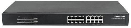 Intellinet 16-Port Gigabit Ethernet PoE+ Switch, 16 x PoE ports, IEEE 802.3at/af Power-over-Ethernet (PoE+/PoE), Endspan, Rackmount