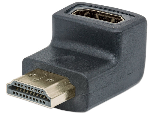Manhattan HDMI Adapter, 4K@60Hz (Premium High Speed), Female to Male, Upward 90 Angle, Black, Ultra HD 4k x 2k, Fully Shielded, Gold Plated Contacts, Lifetime Warranty, Polybag