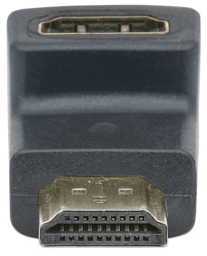 Manhattan HDMI Adapter, 4K@60Hz (Premium High Speed), Female to Male, Upward 90 Angle, Black, Ultra HD 4k x 2k, Fully Shielded, Gold Plated Contacts, Lifetime Warranty, Polybag