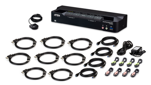 ATEN 4-Port USB 3.0 8K DisplayPort Dual-Display KVMP™ Switch (Cables included)
