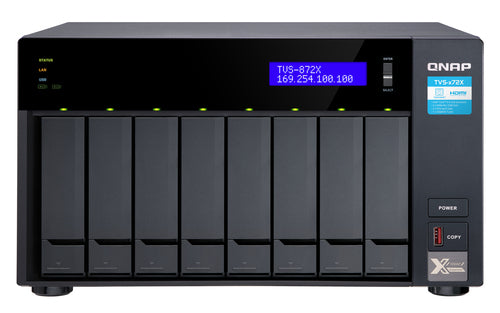 QNAP TVS-872X NAS Tower Intel® Core™ i3 i3-8100T 8 GB DDR4 0 TB QNAP Turbo System Anthracite