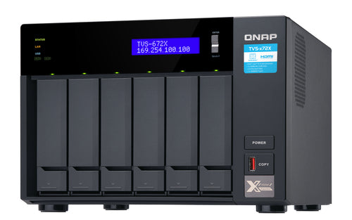 QNAP TVS-672X NAS Tower Intel® Core™ i3 i3-8100T 8 GB DDR4 0 TB QNAP Turbo System Black