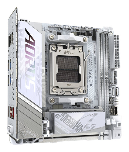 GIGABYTE X870I AORUS PRO ICE Motherboard - Supports AMD Ryzen 9000 Series CPUs, 8+2+1 phases VRM, up to 8400MHz DDR5 (OC), 1xPCIe 5.0 M.2 + 1xPCIe 4.0 M.2, WI-FI 7, 2,5GbE LAN, USB 4